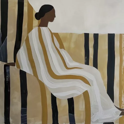 Lady In Stripes  100x100 cm