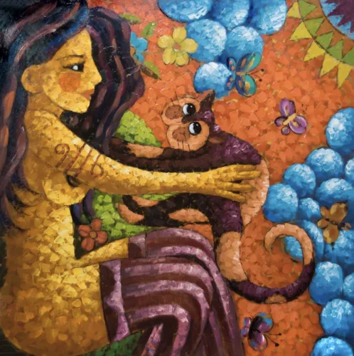 Lovely cat  120x120 cm