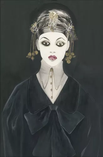 Lady in black  120x180 cm