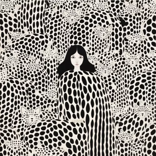 Hidden in black and white  80x80 cm